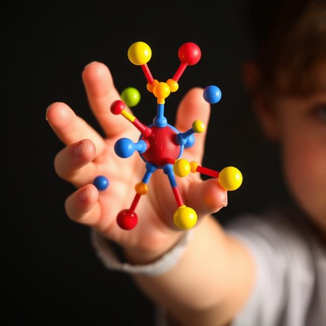 Mano sosteniendo un modelo científico impreso en 3D